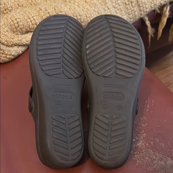 Crocs Sanrah Liquid Womens Metallic Wedge Gold Espresso Sandals 205599 - Picture 4 of 4